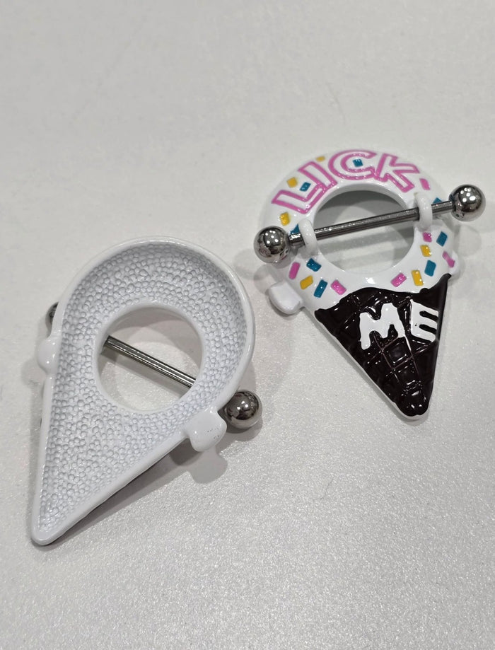 Painful Pleasures Ice Cream 14G Surgical Steel Nipple Rings Set of 2