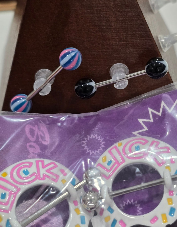 Painful Pleasures Ice Cream 14G Surgical Steel Nipple Rings Set of 2