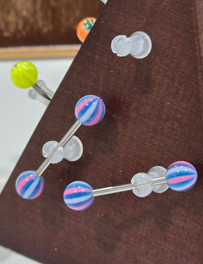 Painful Pleasures Striped 14G Surgical Steel Nipple Rings Set of 3