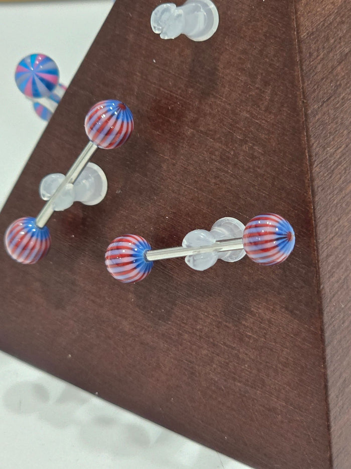 Painful Pleasures Striped & Swirl 14G Surgical Steel Nipple Rings Set of 3