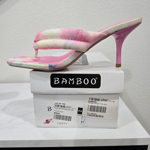Pastel Tie-Dye Knotted Strap Heeled Sandals with Square Toe