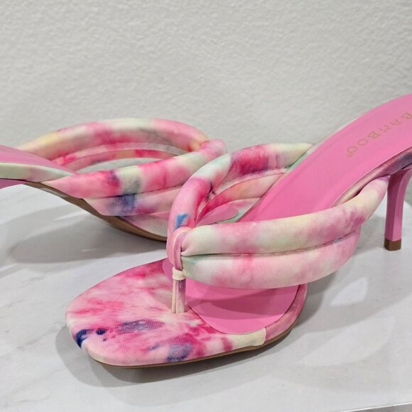 Pastel Tie-Dye Knotted Strap Heeled Sandals with Square Toe
