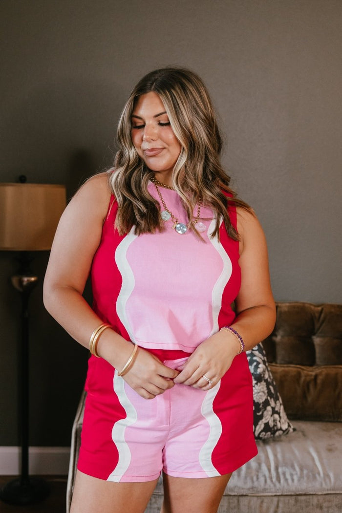 Pink Wave Top - Macoma Boutique110 Tanks