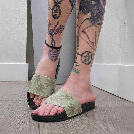Plantlife Graphic Slides in Green with Comfort Footbed