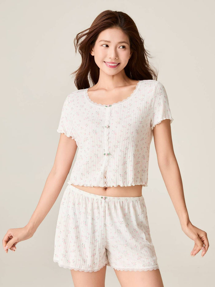 ROSEY, Pointelle Pajama Set - 8f6-offwhite