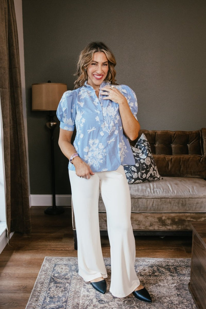Porcelain Garden Top - Macoma Boutique100 Short Sleeve