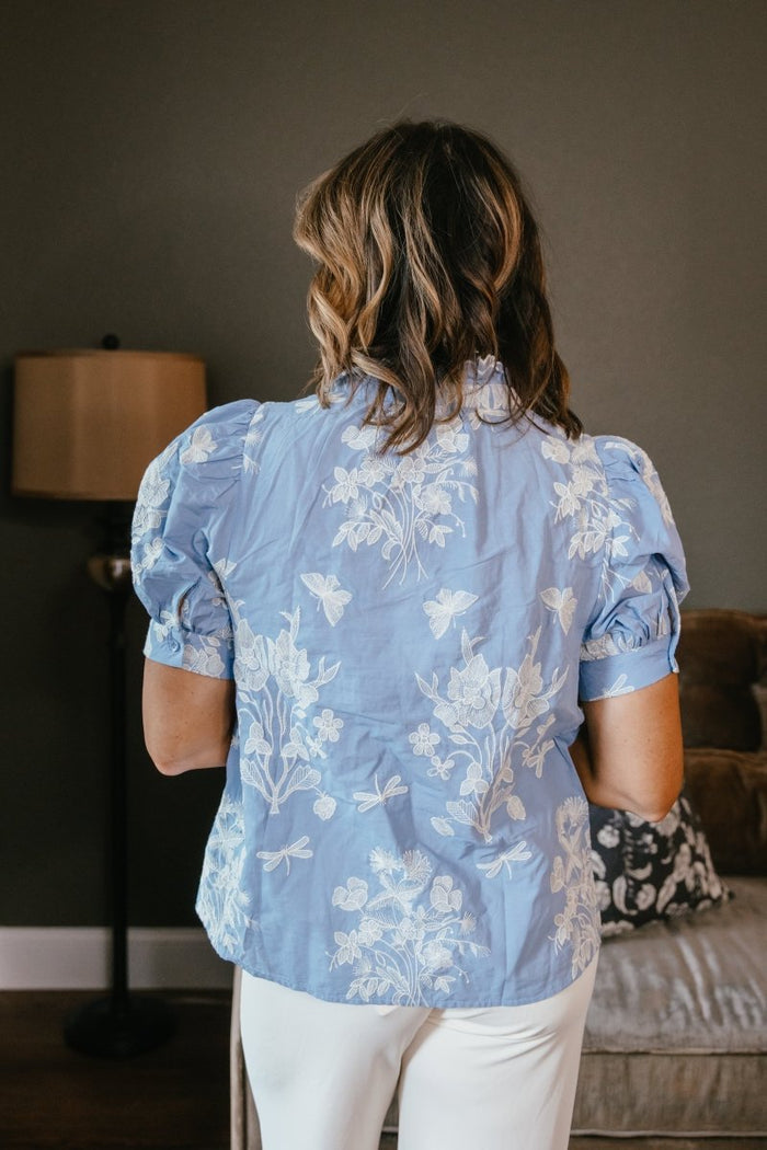 Porcelain Garden Top - Macoma Boutique100 Short Sleeve