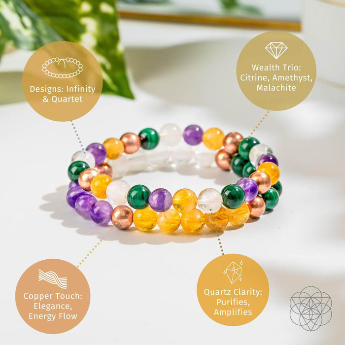 Powerhouse of Wealth Manifestation - Crystal Quartet Bracelet Set -  - Bracelets