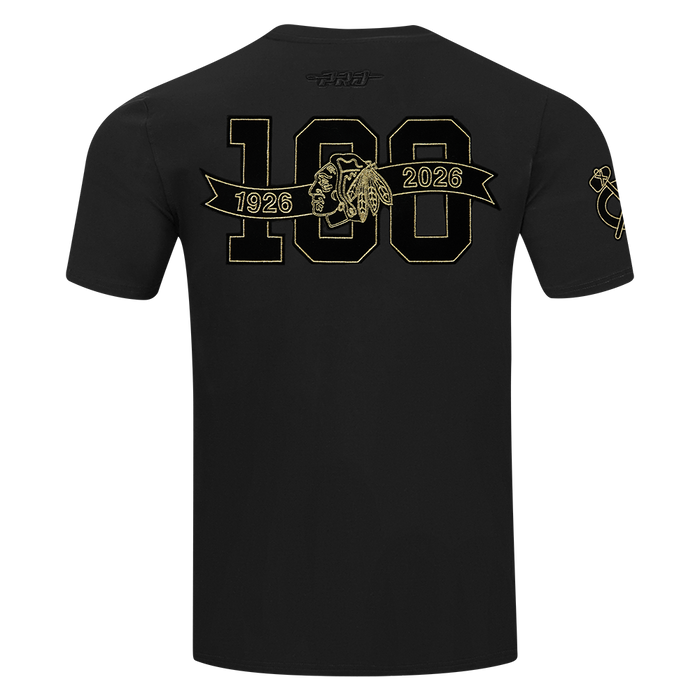 Pro Standard Chicago Blackhawks Centennial Black & Gold Short Sleeve Tee