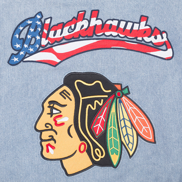 Pro Standard Chicago Blackhawks Men's Allegiance Denim Varsity Jacket