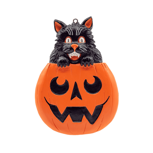 Pumpkitty Flatback Ornament - Halloween Cat Pumpkin Decoration - Cute Spooky Cat -  - Holiday Ornaments