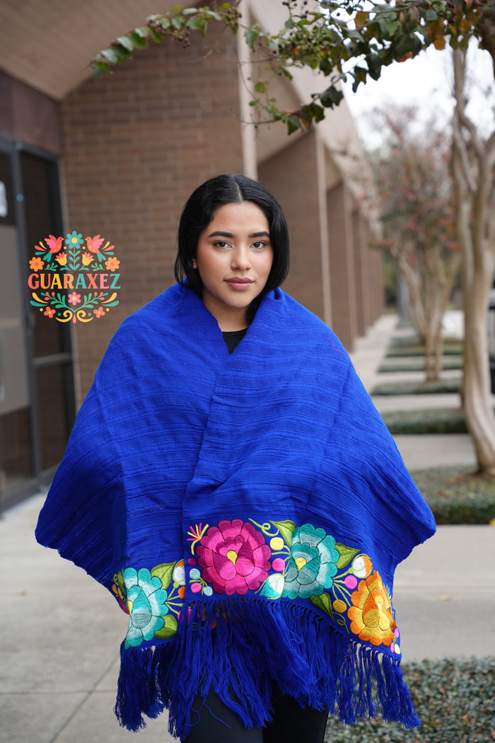 Rebozo Telar Flores Embroidery