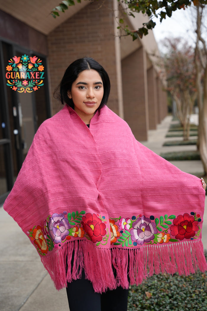 Rebozo Telar Flores Embroidery