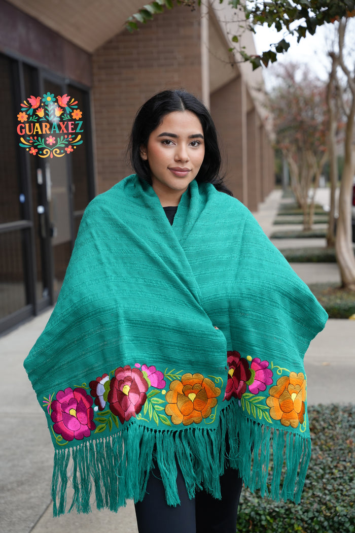 Rebozo Telar Flores Embroidery