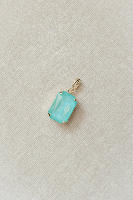 Rectangular Charm in Soft Aqua - Macoma Boutique315 Jewelry
