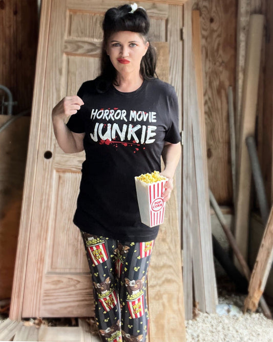 Red & White Crime Junkie Unisex Horror Movie Tee