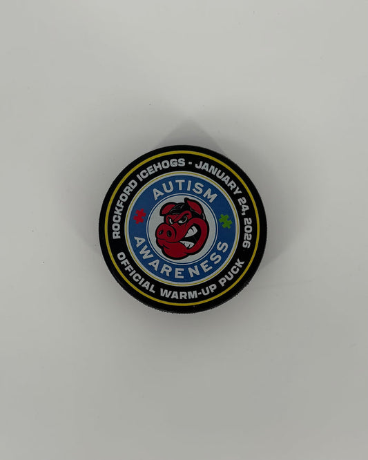 Rockford IceHogs Autism Awareness Official Warm Up Puck