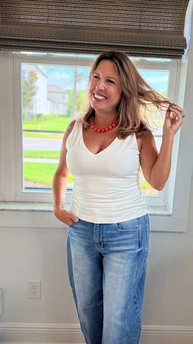 Second Skin Tank In Ivory - Macoma Boutique110 Tanks