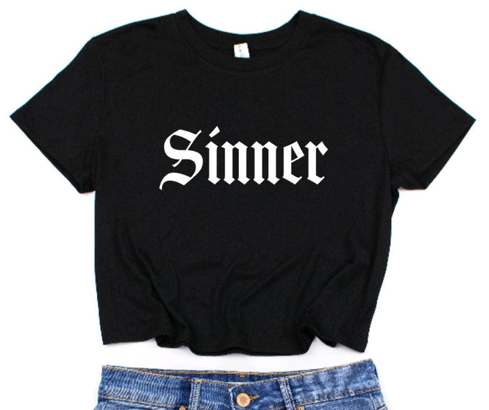 Sinner Cropped T-Shirt -  - Crop Top