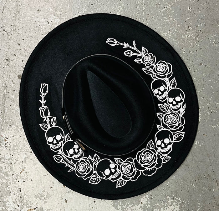 Skulls & Roses Vegan Felt XL Wide Brim Hat