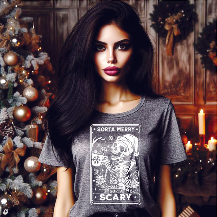 "Sorta Merry Sorta Scary" Spooky Holiday Tee - Unisex Shirt -  - Shirts