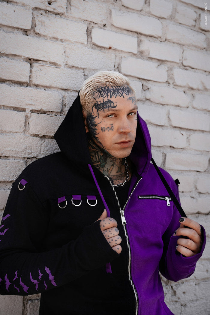 Split Mage Hoodie [Black/Purple] -  - Hoodies