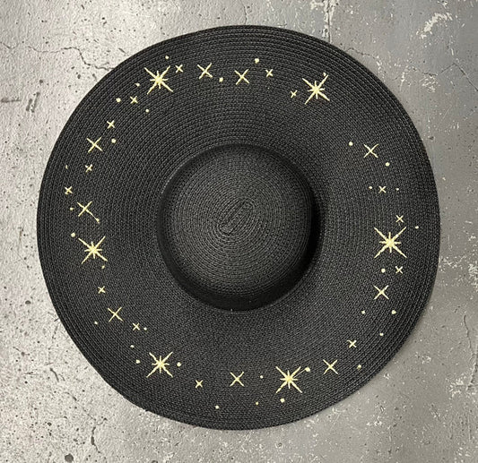 Starry Night Gold XL Brim Floppy Sun Hat