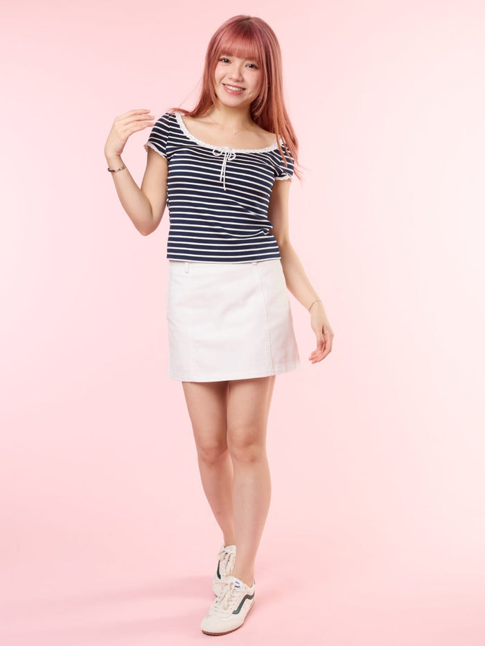 MEREDITH, Striped Top - 8S6-NavyBlazer