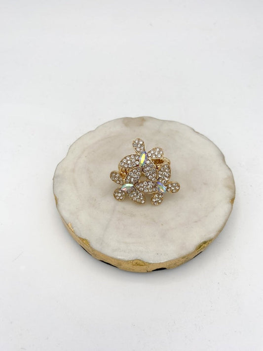 Sugar Rush Stretch Ring in Gold Plated With Clear Stone - Macoma Boutique315 Jewelry