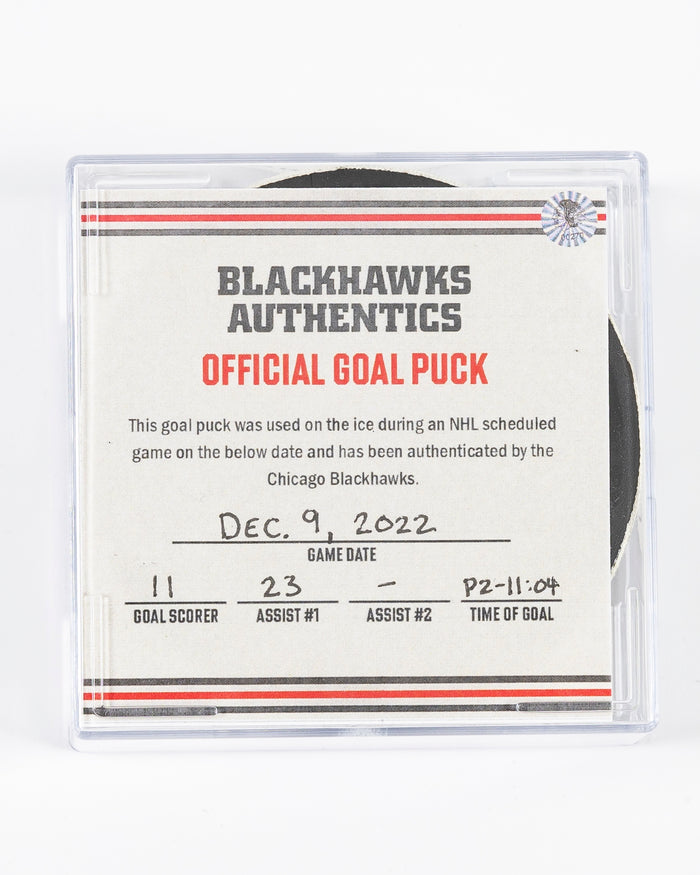 Taylor Raddysh Game-Used Goal Puck 12/9/22 13356