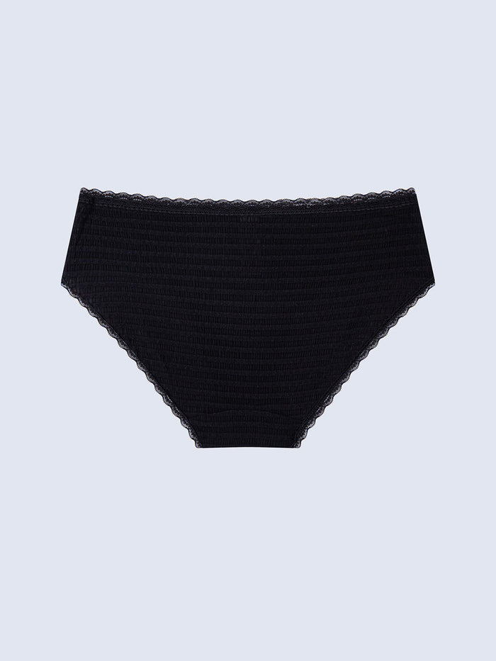 JENNA P SOLID, Texture Lace Hipster Panty - 8f6-black