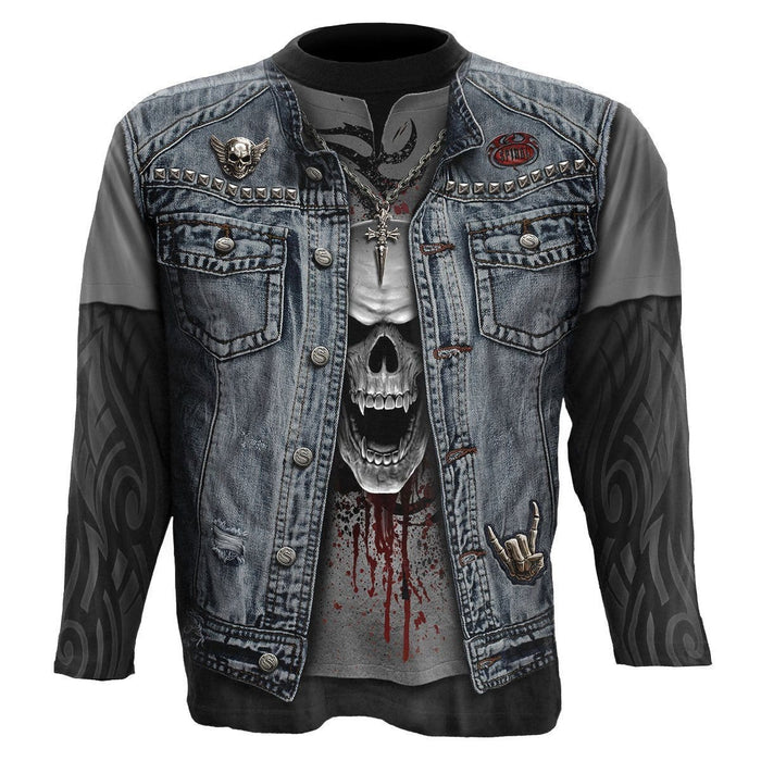 THRASH METAL Allover Longsleeve T-Shirt Black - Gothic Metal Long Sleeve