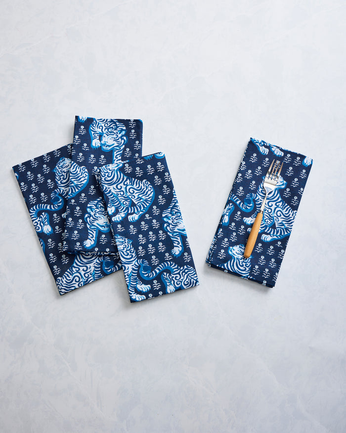 Tiger Queen - Set of 4 Napkins - Indigo - Printfresh