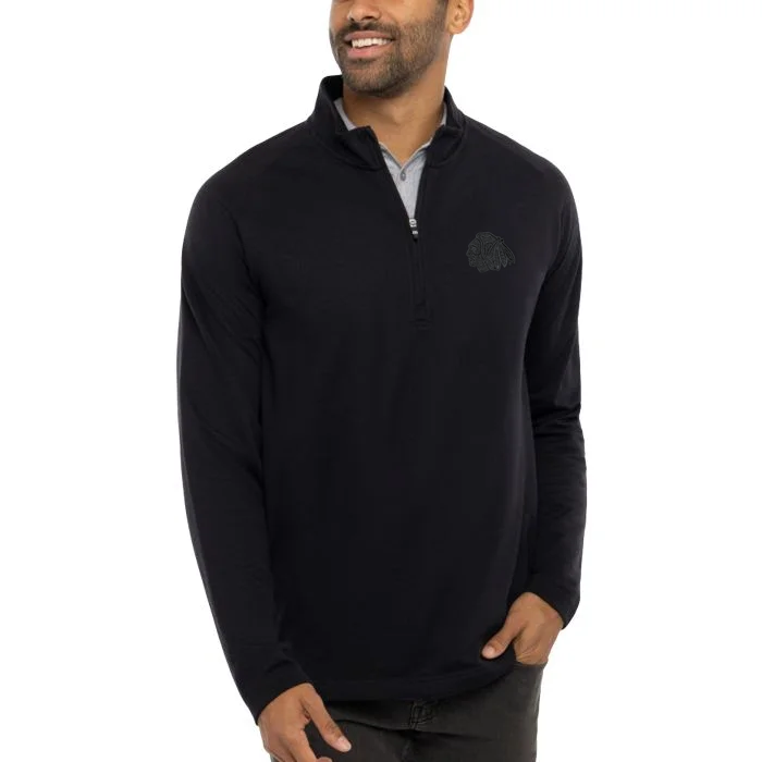 TravisMathew Chicago Blackhawks Tonal Upgraded Quarter Zip - Black