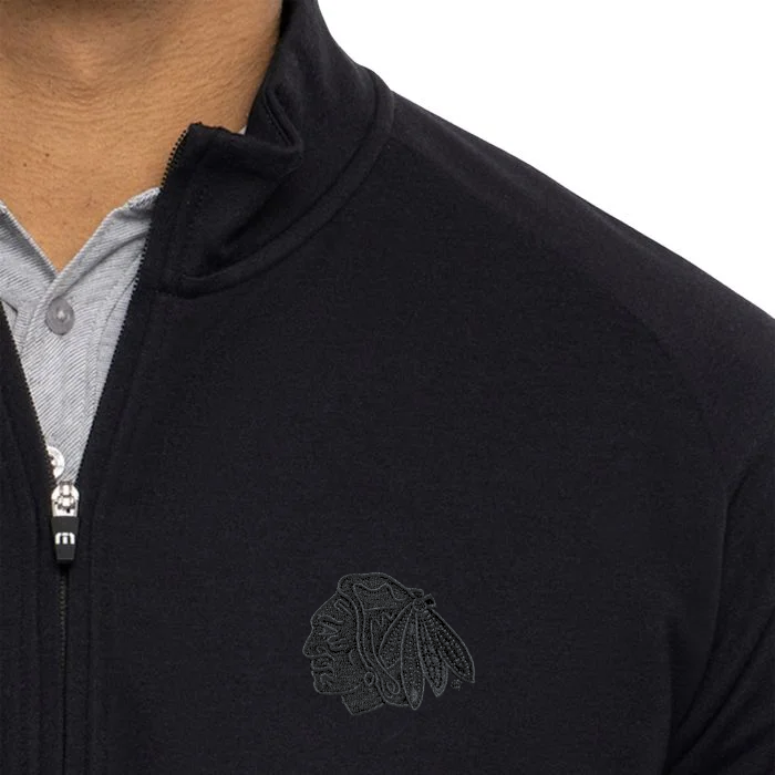 TravisMathew Chicago Blackhawks Tonal Upgraded Quarter Zip - Black