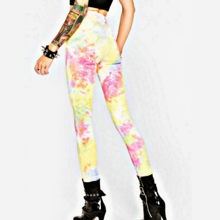 Two-Tone Jeans | Skinny Boho Festival Tie Dye Pants / Mid-Rise Jeans - Tripp nyc - Jeans