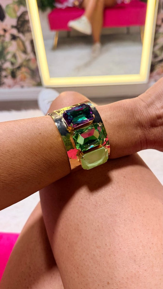 Uptown Glam Cuff Bracelet in Emerald Escape - Macoma Boutique315 Jewelry