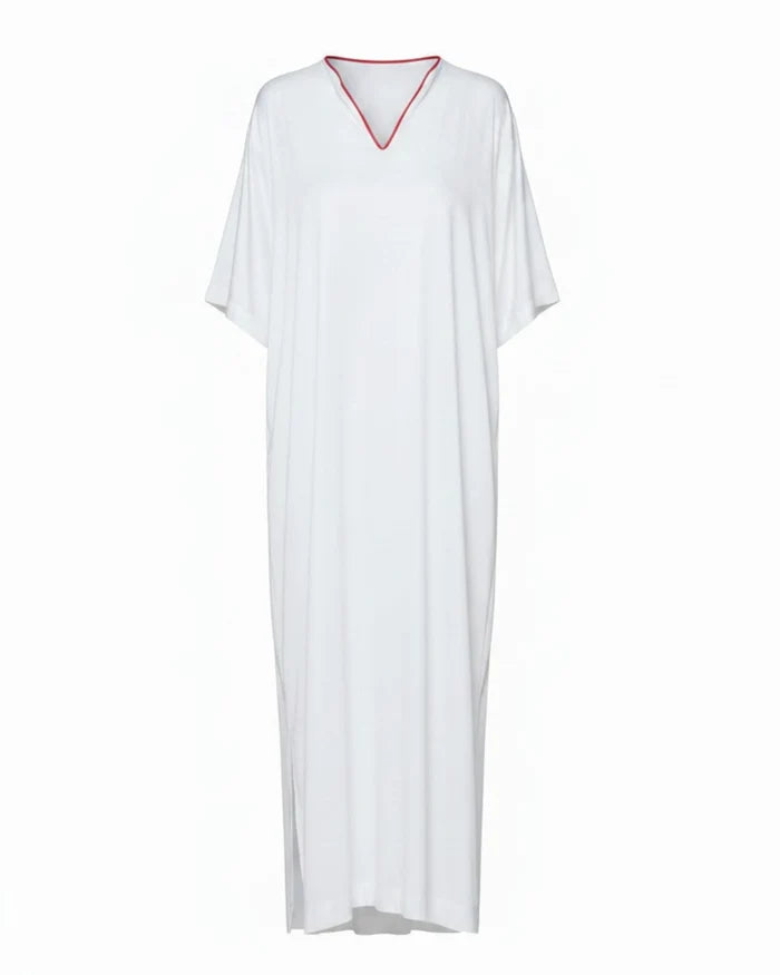 Vegan Silk Bamboo Kaftan | White