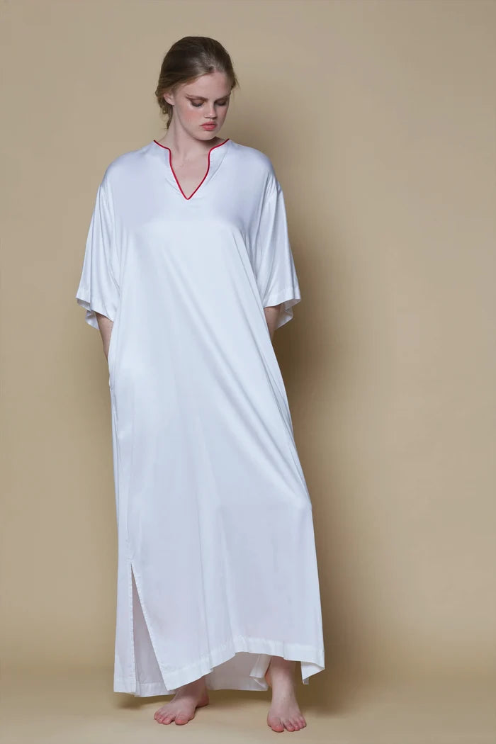 Vegan Silk Bamboo Kaftan | White