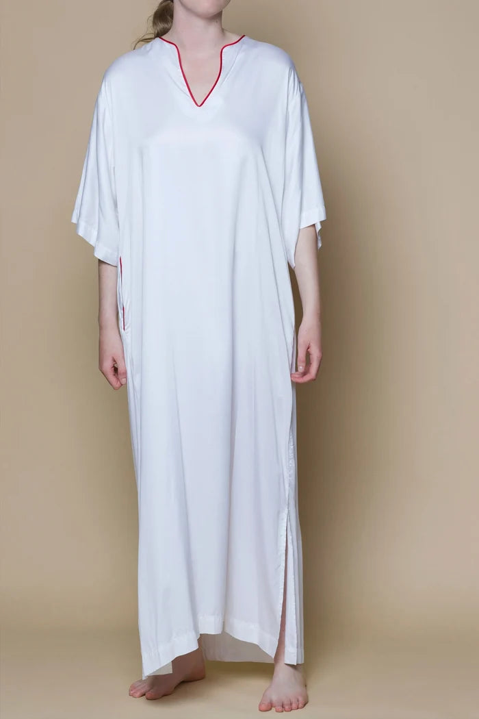 Vegan Silk Bamboo Kaftan | White