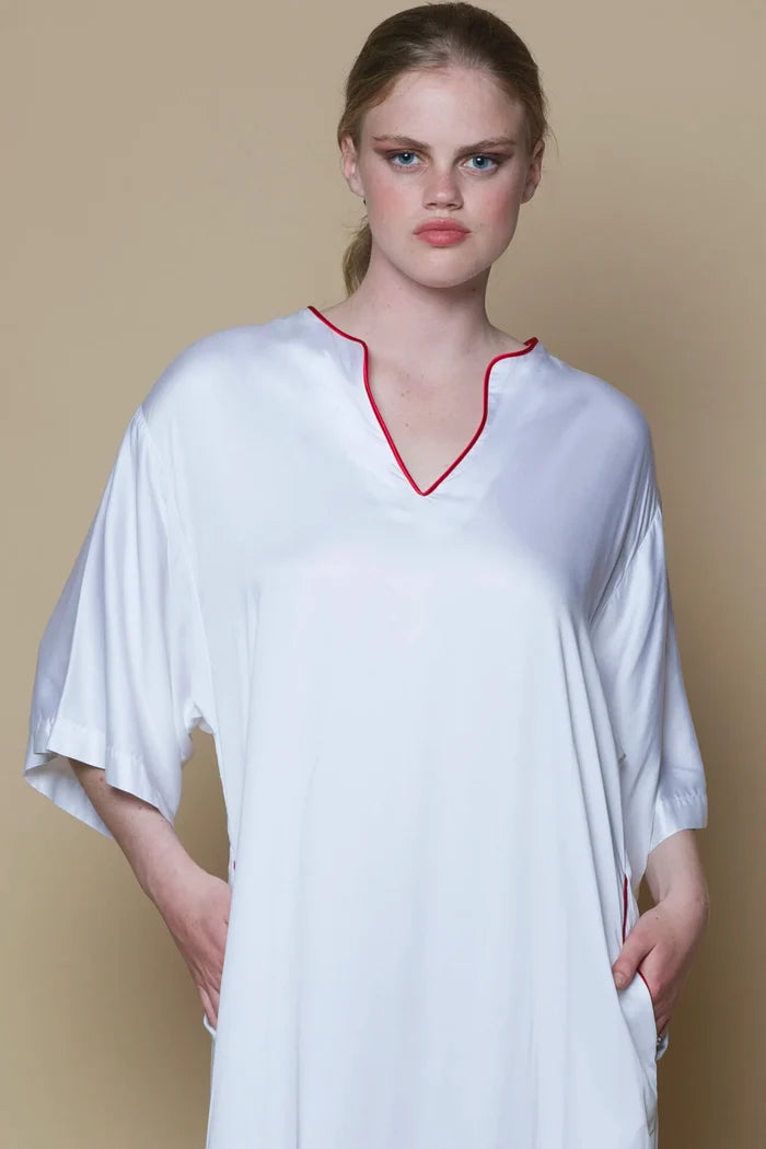 Vegan Silk Bamboo Kaftan | White