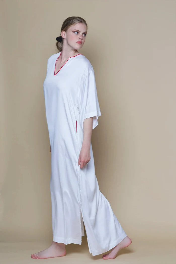 Vegan Silk Bamboo Kaftan | White