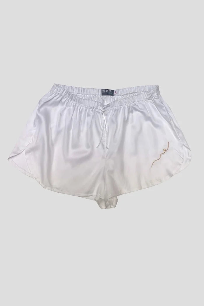 Vegan Silk Bamboo Kintsugi Shorts | White