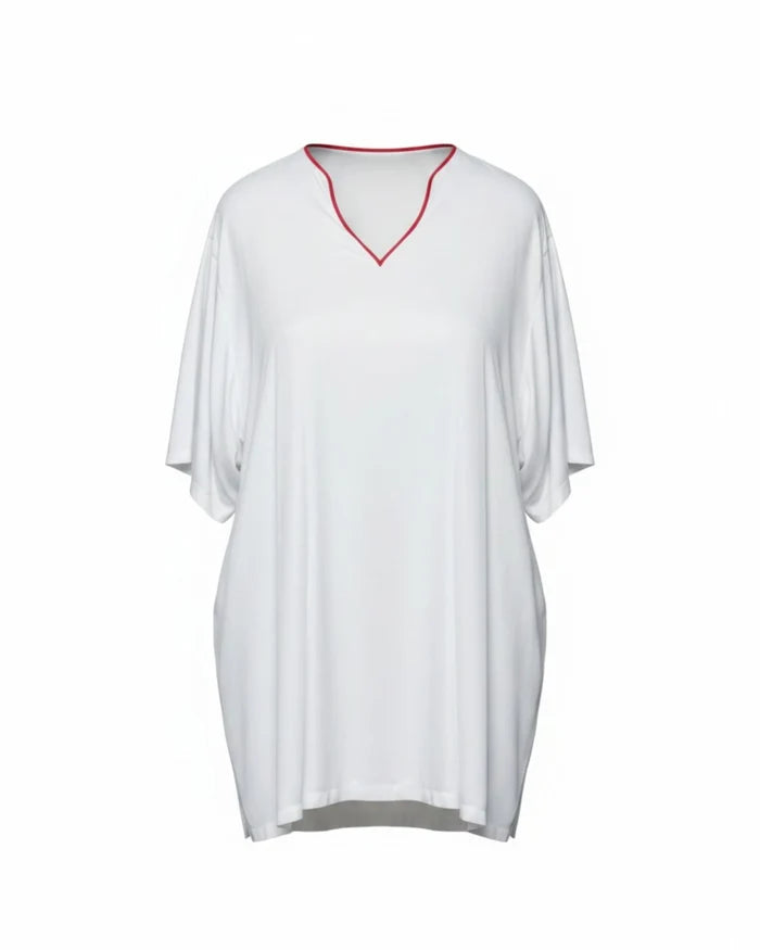 Vegan Silk Bamboo Short Kaftan | White