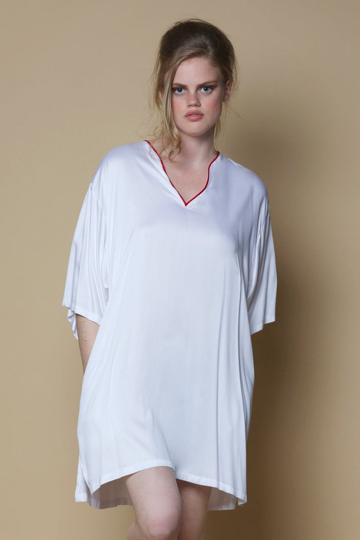 Vegan Silk Bamboo Short Kaftan | White