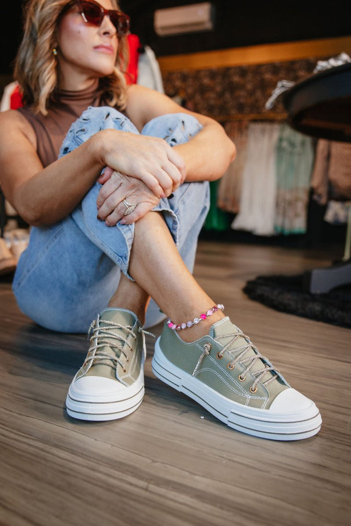 Very G Khaki Aman Gold Sneakers - Macoma Boutique301 Sneakers