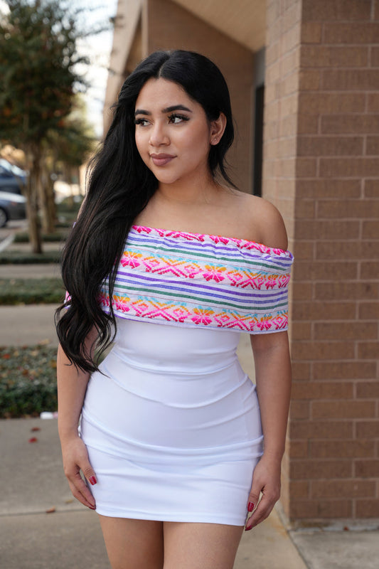 White Zarape Mini Dress