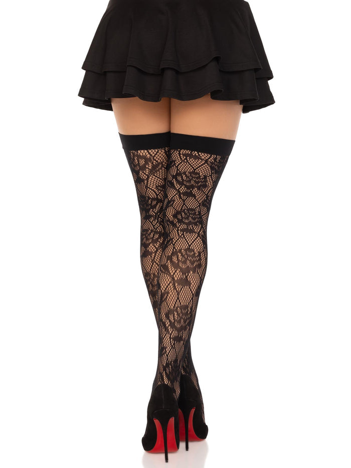 Wild Rose Net Thigh Highs -  - Hosiery