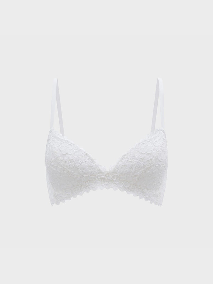 VINIFRED, Wireless Lace Triangle Bra - 8F5-OffWhite