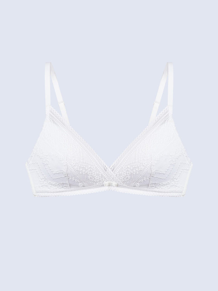 TUTU, Wireless Lace Push Up Pad Triangle Bra - 8F5-OffWhite